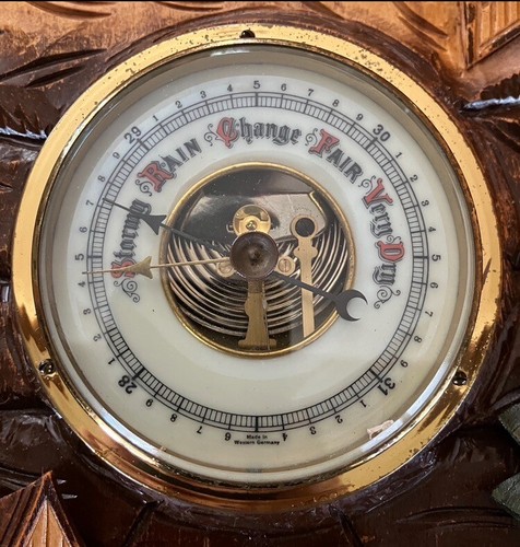 Vintage Barometer German Black Forest Hand Carved Barometer Rare West Germany - Picture 22 of 22