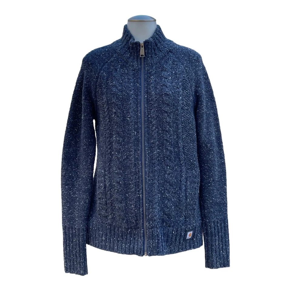 CARHARTT женщин S 4 6 лоскутное одеяло с подкладкой свитер куртка кабель трикотажа одеяло 101820 469 - Изображение 2 из 4