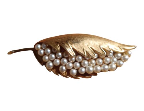 Corocraft Old Flower Leaf Pin Vintage Brooch With… - image 1