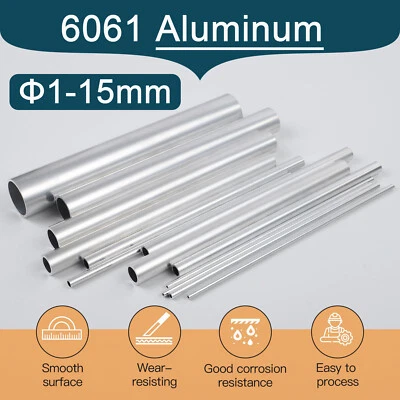 Alurohr Aluminium Rundrohr Rohr Alu Rohre Aluprofil Länge 500mm AD 1mm Bis 15mm - Bild 1 von 4