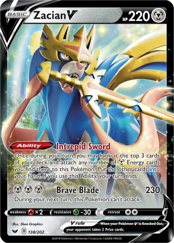 LP Pokemon Zacian V - 138/202 - Ultra Rare Lightly Played Sword & Shield Base Se