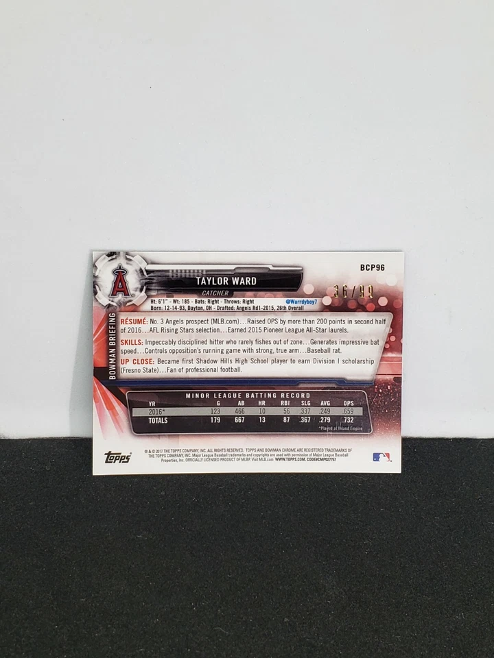 Taylor Ward Rookie Green Refractor #/99 2017 Bowman Chrome Mini #BCP96 Angels - Image 2 of 2