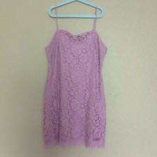 Mi Ami short light lace dress size L soft purple with adjustable straps