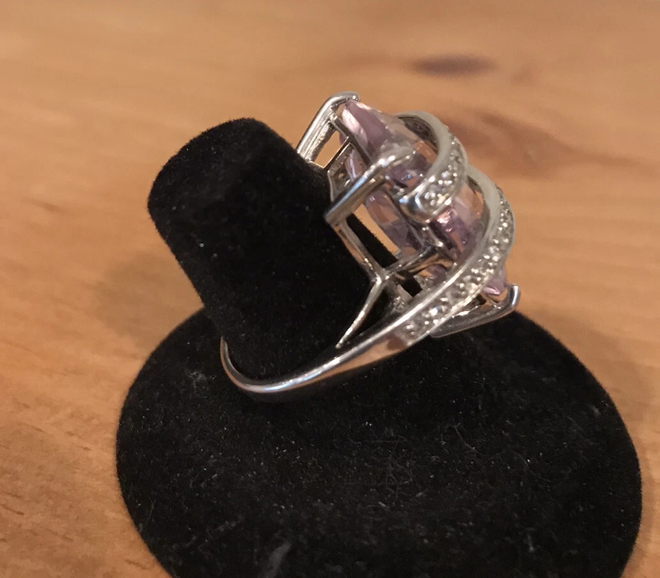 Anillo de plata de ley amatista Rose De France (talla 7) 16 cts. 16 x 20mm Foto 4 de 4