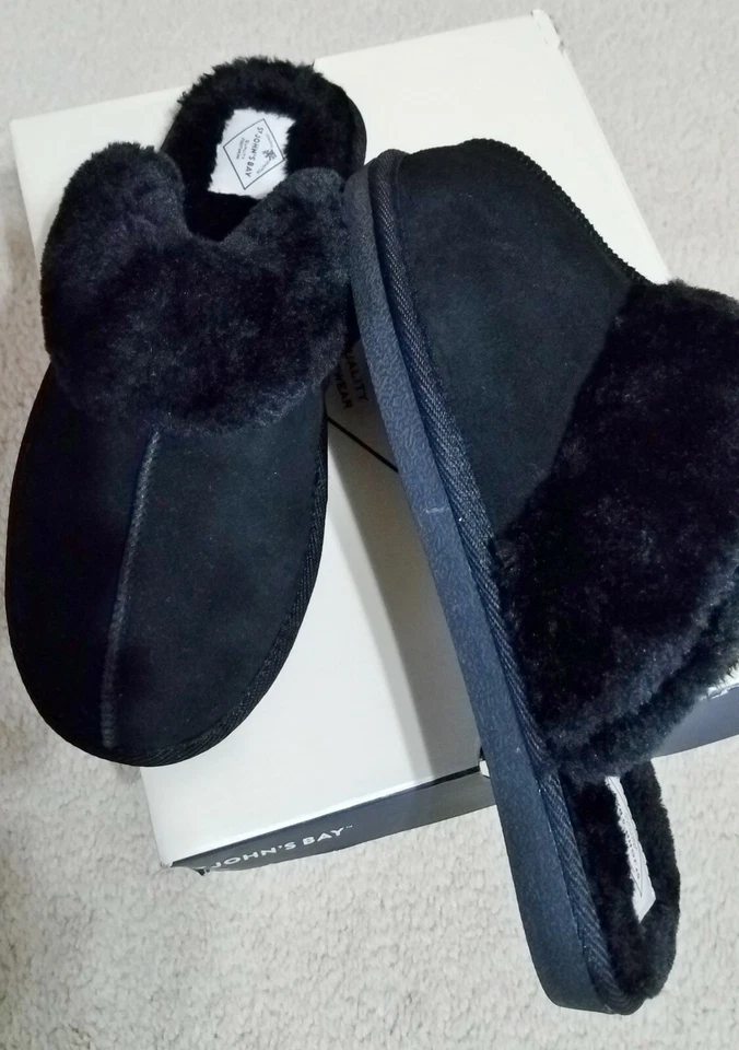 NUEVAS ZAPATILLAS ST JOHN'S BAY MUJER GAMUZA NEGRA CON RIBETE DE PIEL SINTÉTICA TALLA 7.5 Foto 4 de 4