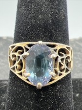 Vintage Sterling  1 Carat Sapphire Solitaire Ring S-7