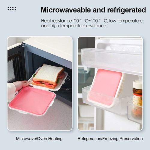 Reusable Sandwich Containers Silicone Bread Holder Sandwich Box Kitchen - Picture 6 of 11