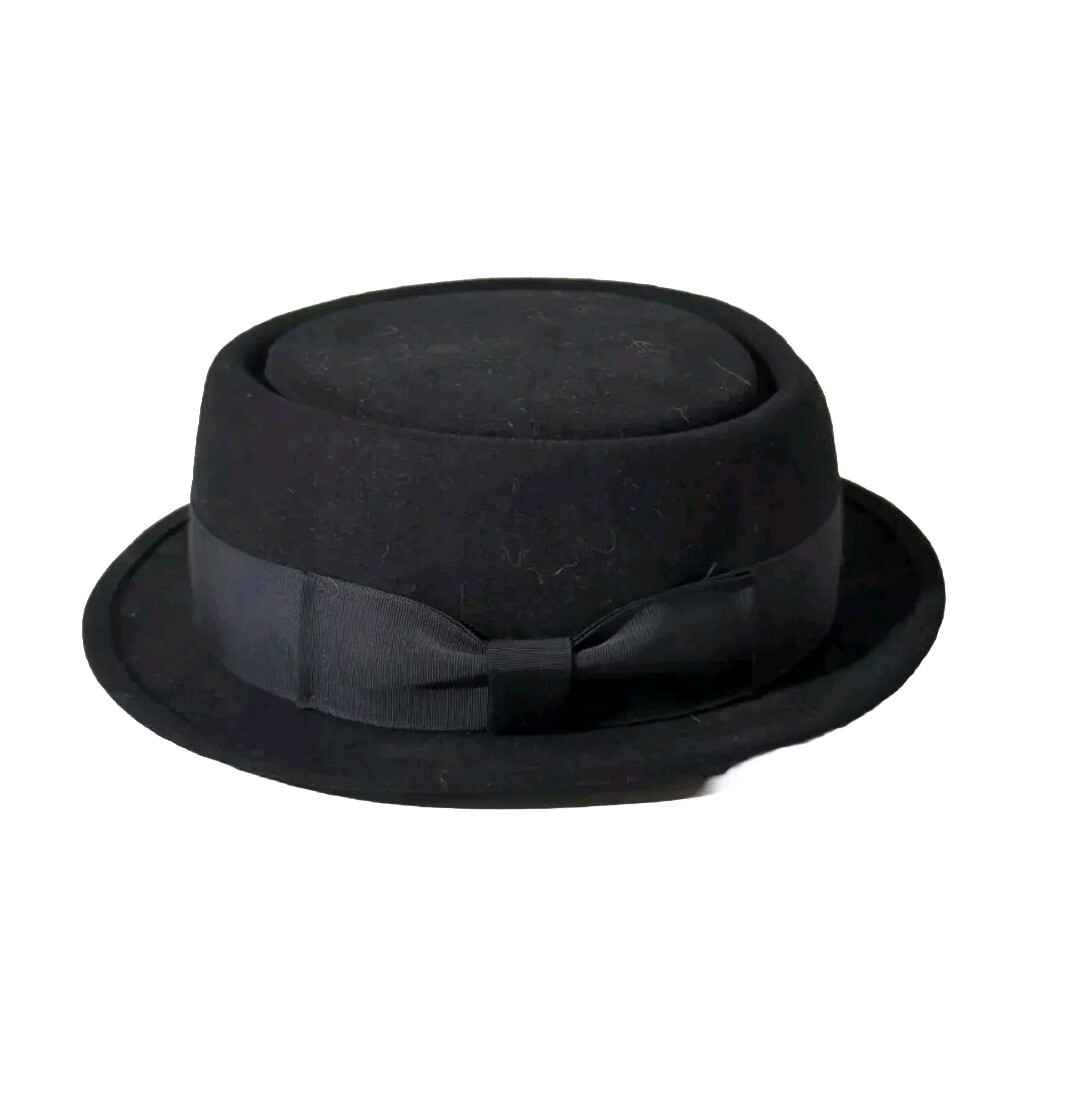 New York Hat Co Mens Fedora Bucket Top Hat 100% Wool Black 7