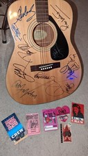 80's Yamaha Guitar W/ 12 Autographs Garfunkel, Wynonna, Gill, Cyrus Warwick Ri