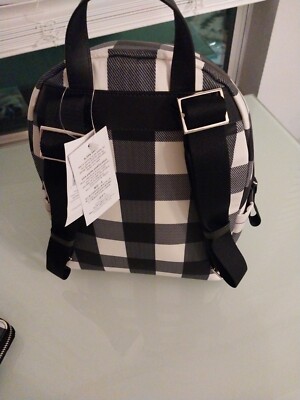 Kate Spade NY Buffalo Plaid Mini Backpack NWOT Black White Travel Bag Kate Spade Medium Backpack Buffalo Plaid Backpack & Matching  main image 2