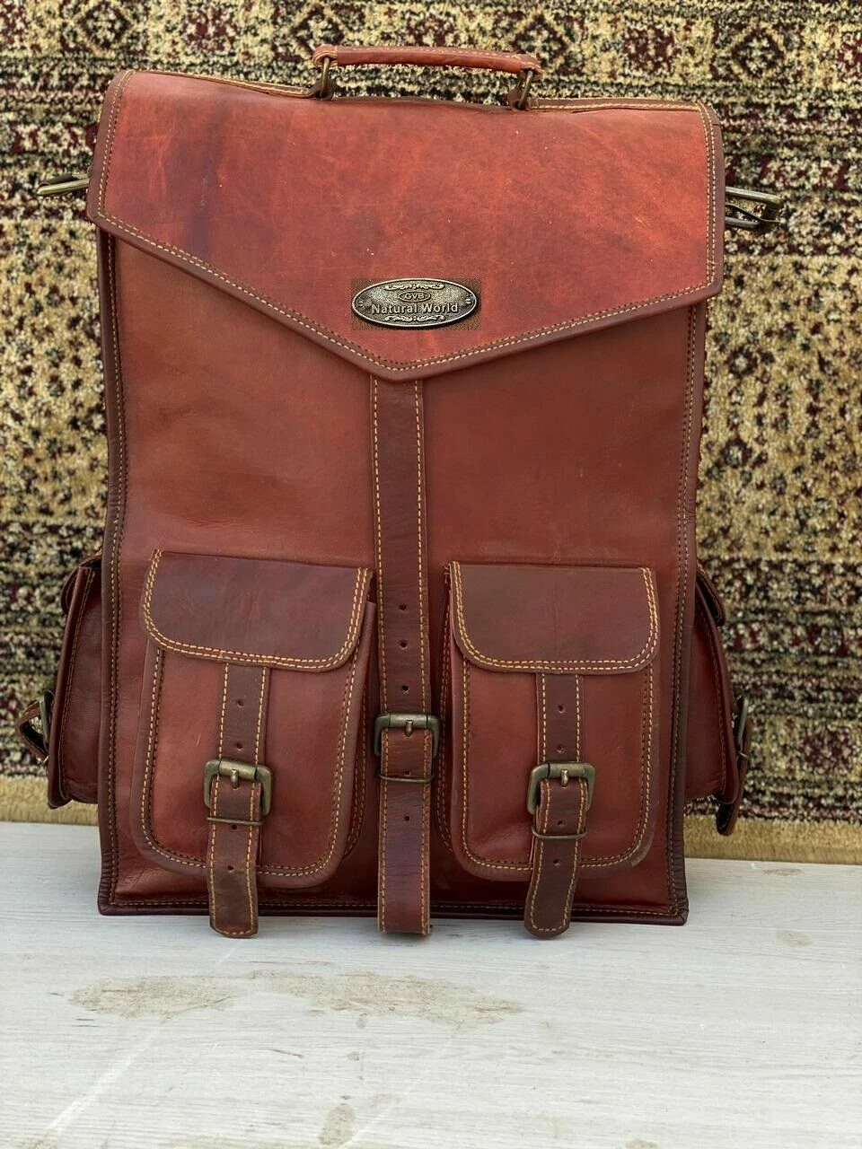 Bag For Men's (2 In 1 ) Backpack+Satchel 18" Leather Backpack Rucksack Travel