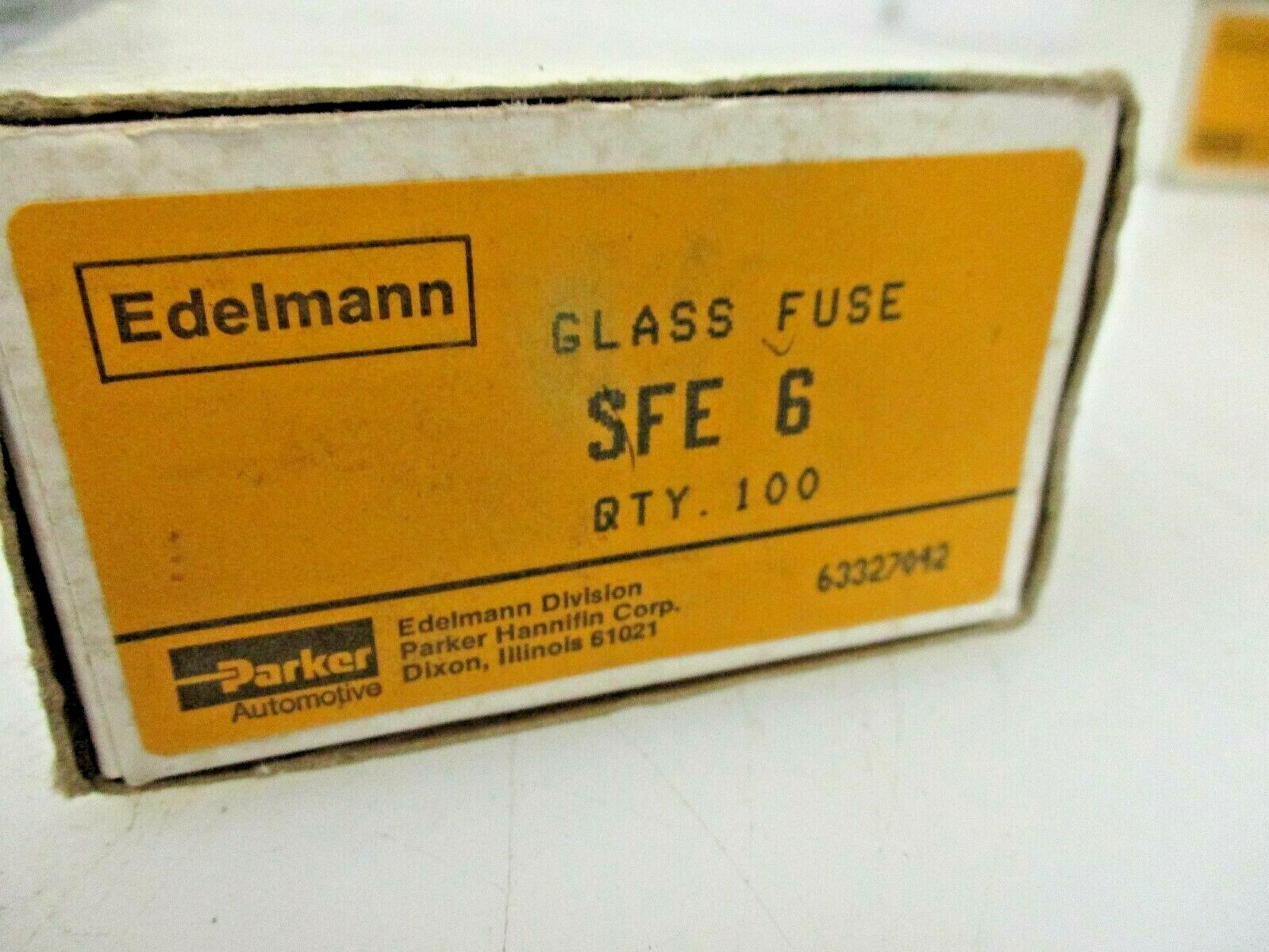 NEW PARKER EDELMANN GLASS FUSE QTY 100 BUSSMANN SFE 6