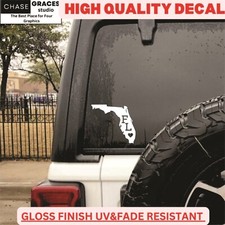 Florida with State Abbreviation Vinyl Decal Sticker many color