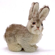 Vintage Steiff Mohair Bunny with Swivel Head Glass Eyes 6" Long NO TAGS OR ID