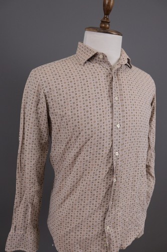 Etro Milano Brown Printed Linen Long Sleeve Button Down Shirt Size 40 - Picture 6 of 21