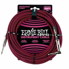 Ernie Ball 6062 Instrument Cable, 25', Braided Black/Red