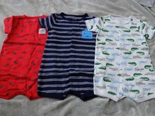 3 One Piece Carters Simple Joys Rompers Snaps Baby 6-9 mo Cotton NEW 