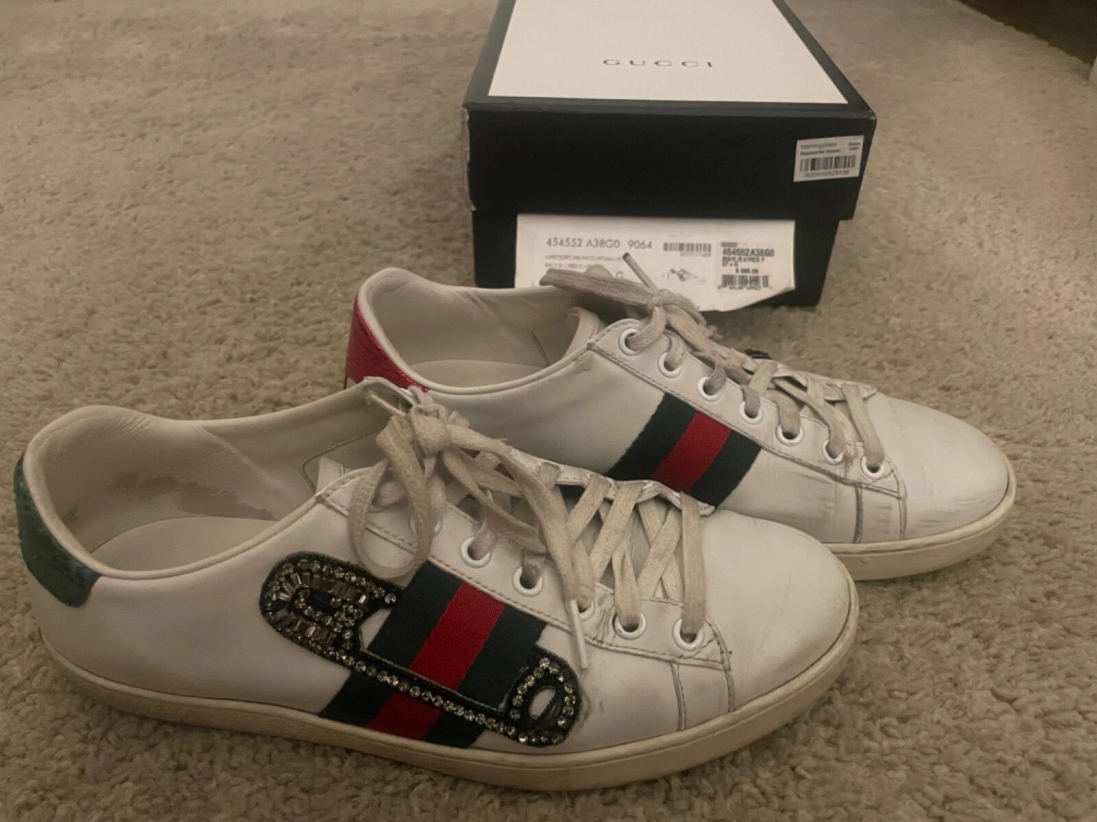 Baskets femme brodées Gucci blanc as taille 37,5