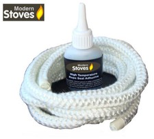 Stove Rope 8mm 3 Metre Length & Hi Temp Glue  Stove Door Seal