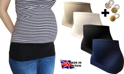 BAUCH-/BAUCHBÄNDER FÜR SCHWANGERSCHAFT + EIN VERLÄNGERUNGSKNOPF HERGESTELLT IN UK