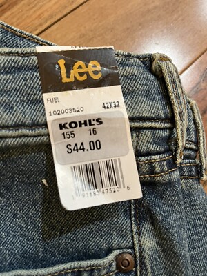 Lee Men Slim Fit Straight Leg Blue Jeans Size 42X32 Comfort