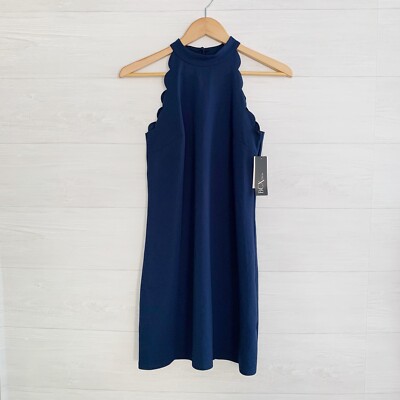 bcx navy blue dress NWT BCX Dress - Navy blue scalloped sleeveless sheath dress, S