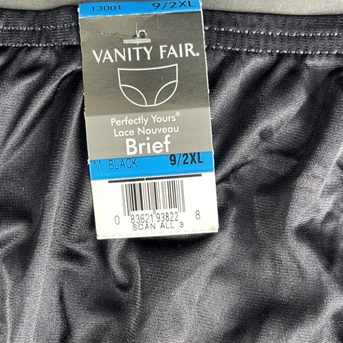 Slip vintage Vanity Fair pizzo nero raso e pizzo nuovo con etichetta taglia 9 2XL - Foto 2 di 3
