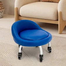 Low Height Footstool W/Backrest Wheels Foot Rest Footrest Stool Office Home Shop