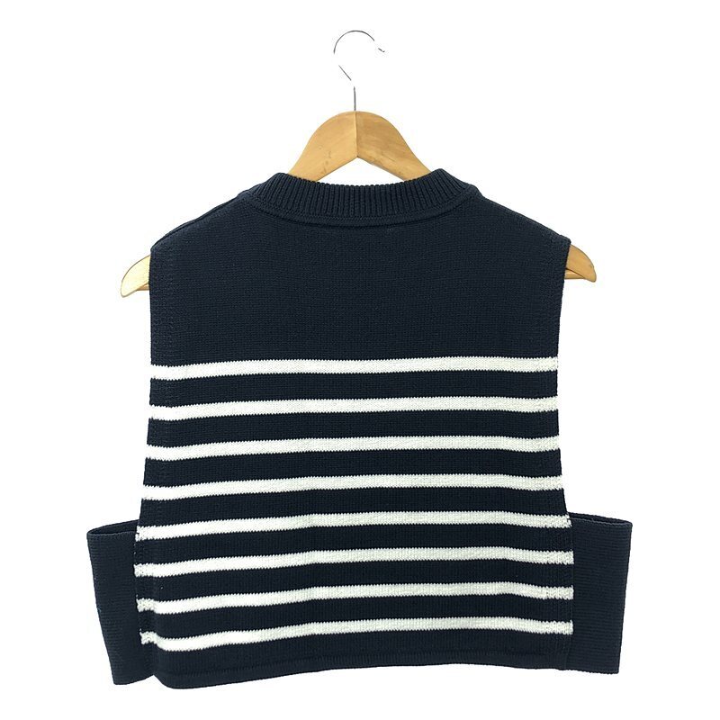 HYKE 2022SS | STRIPED SWEATER CROPPED TOP KNIT VEST | Navy