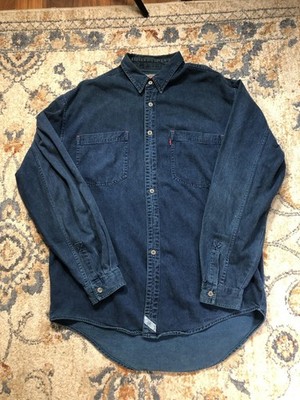 Levi's Shirt Mens L Blue Denim Long Sleeve Button Up Pockets Casual Workwear