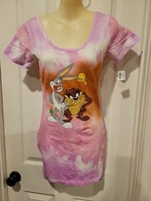 Looney tunes dress Medium new, tie dye, pink, Taz, bugs bunny