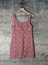 Afends Dress Womens Small Red Floral Hemp Cotton Scoop Neck Tank Mini Casual