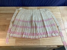 Unused Vintage Hand Crocheted Half Apron - Pink  Ivory Still in Gift Box