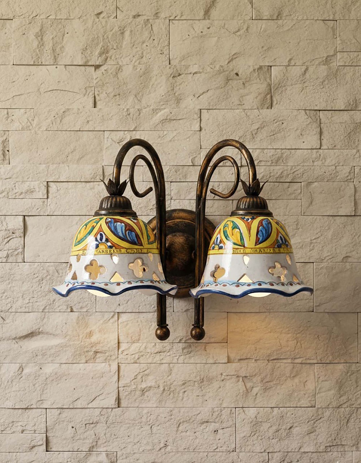 Applique Stella Ceramica 2 Luci - Design Rustico Chic Made in Italy