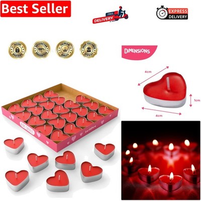 50 Stück Rote Liebe Herz Kerzen Teelichter 4 cm - Rauchfrei Großpackung Set für Römer...