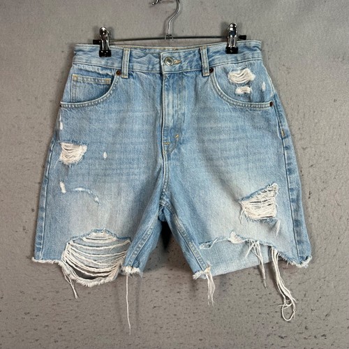 Pull & Bear Womens Size 6 Distressed Denim Shorts Blue