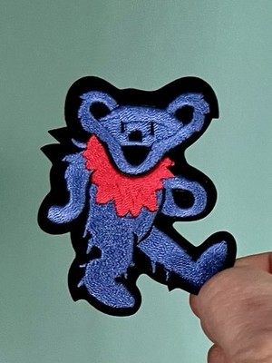Grateful Dead Iron On Patch Blue Dancing Bear Embroidered