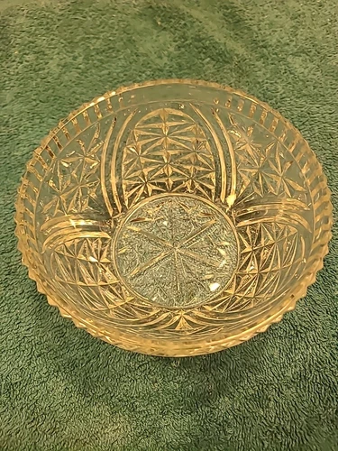 Vintage Anchor Hocking Stars & Bars Clear Crystal Glass CANDY DISH (NO LID)