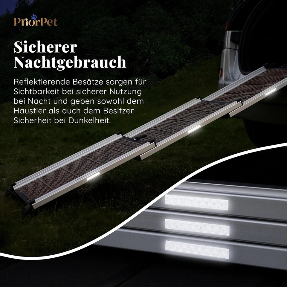 Hunderampe Auto Klappbar – stabile & rutschfeste Teleskop-Alu-Rampe bis 90 kg, r - Bild 3 von 4