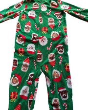 Carter's Kids Footed Pajamas Christmas Fleece Santa Claus Green Boys Girls 10