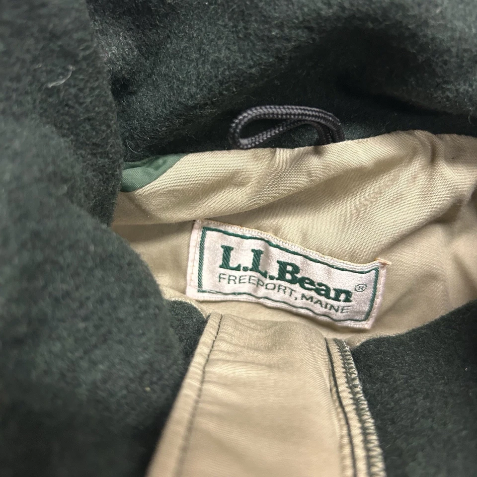 Vintage LL Bean Wool Green Jacket Size M Made In USA Full Zip Pockets - Image 3 of 4