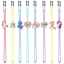 SKYCOOOOL Kids Glasses Strap 8PCS Unicorn Rainbow Large, Multi Color
