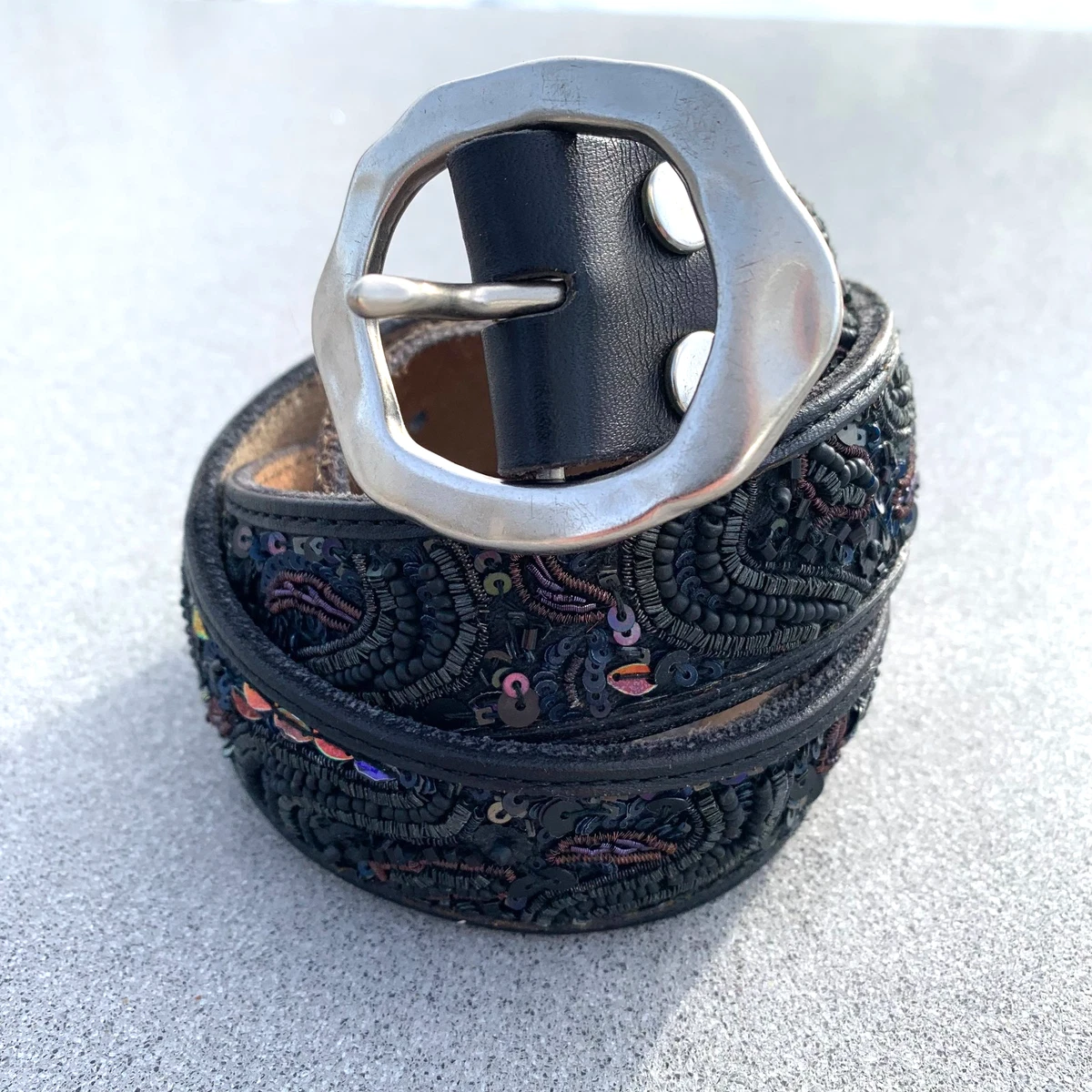Lucky Brand Black Belt with Blue and Red Embroidery Unmarked Embroidery Lucky Belt - Black | Casual Belts  main image 4