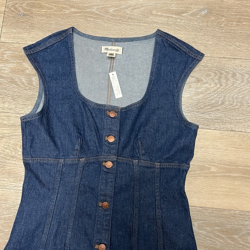 Madewell Denim Square-Neck Midi Dress in Benton Wash Size 8 - Picture 5 of 11