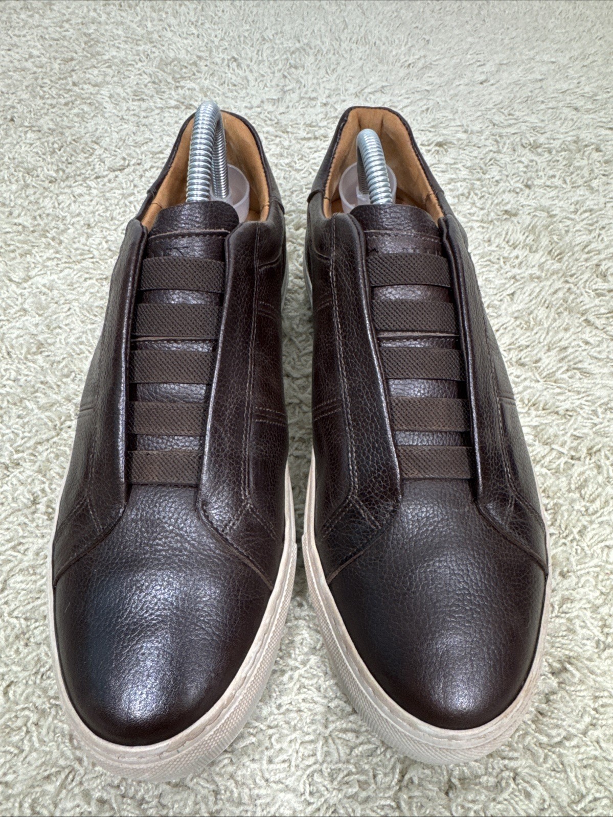 Allen Edmonds Colton Men's Slip-On Stretch Lace Sneakers Brown Leather Size 8D