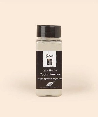 Isha Life Herbal Tooth Powder, 60 gm. with Clove oil, Menthol, Tulasi