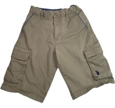 US Polo Cargo Shorts Boys Size 12 Flex Khaki Beige Embroidered Logo Pockets