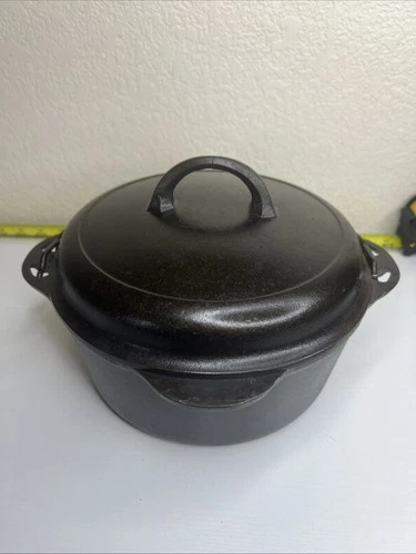 VINTAGE GRISWOLD CAST IRON #7 1277 W/ #7 LID HANDLED DUTCH OVEN BUTTON LOGO