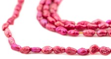 Fandango Pink Vintage Japanese Rice Pearl Beads 3mm Red Oval 16 Inch Strand