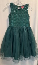 Zunie  Girl's Fit  Flare Special Occasion Mesh Skirting Holiday Dress Green 14